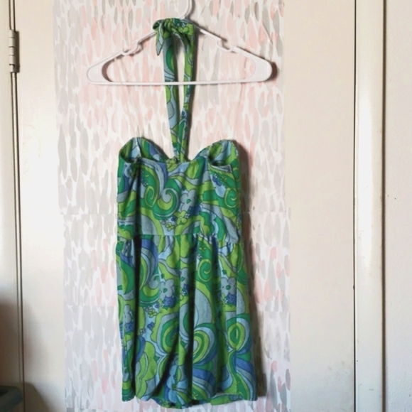 Wild Fable Blue Swirl French Terry Romper w/Adjustable Halter & Strap Options S - Picture 4 of 11